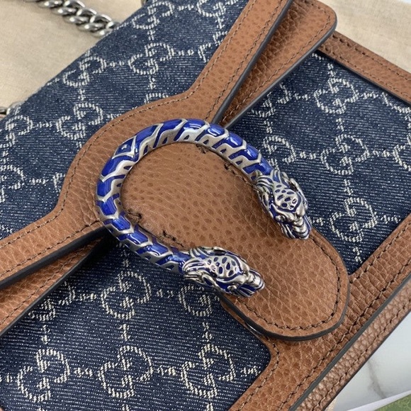 Gucci Mini Dionysus Shoulder Bag in Blue Denim - Picture 6 of 9